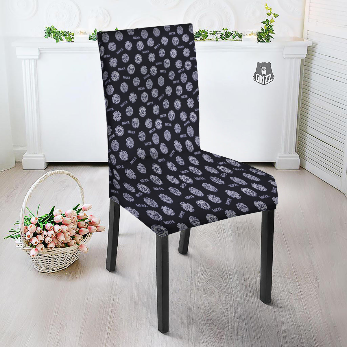 Calendar Aztec Maya Exotic Print Pattern Dining Chair Slipcover-grizzshop