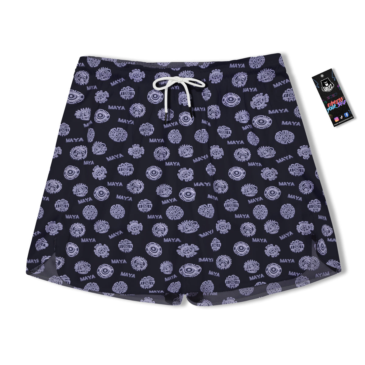 Calendar Aztec Maya Exotic Print Pattern Men's Running Shorts-grizzshop