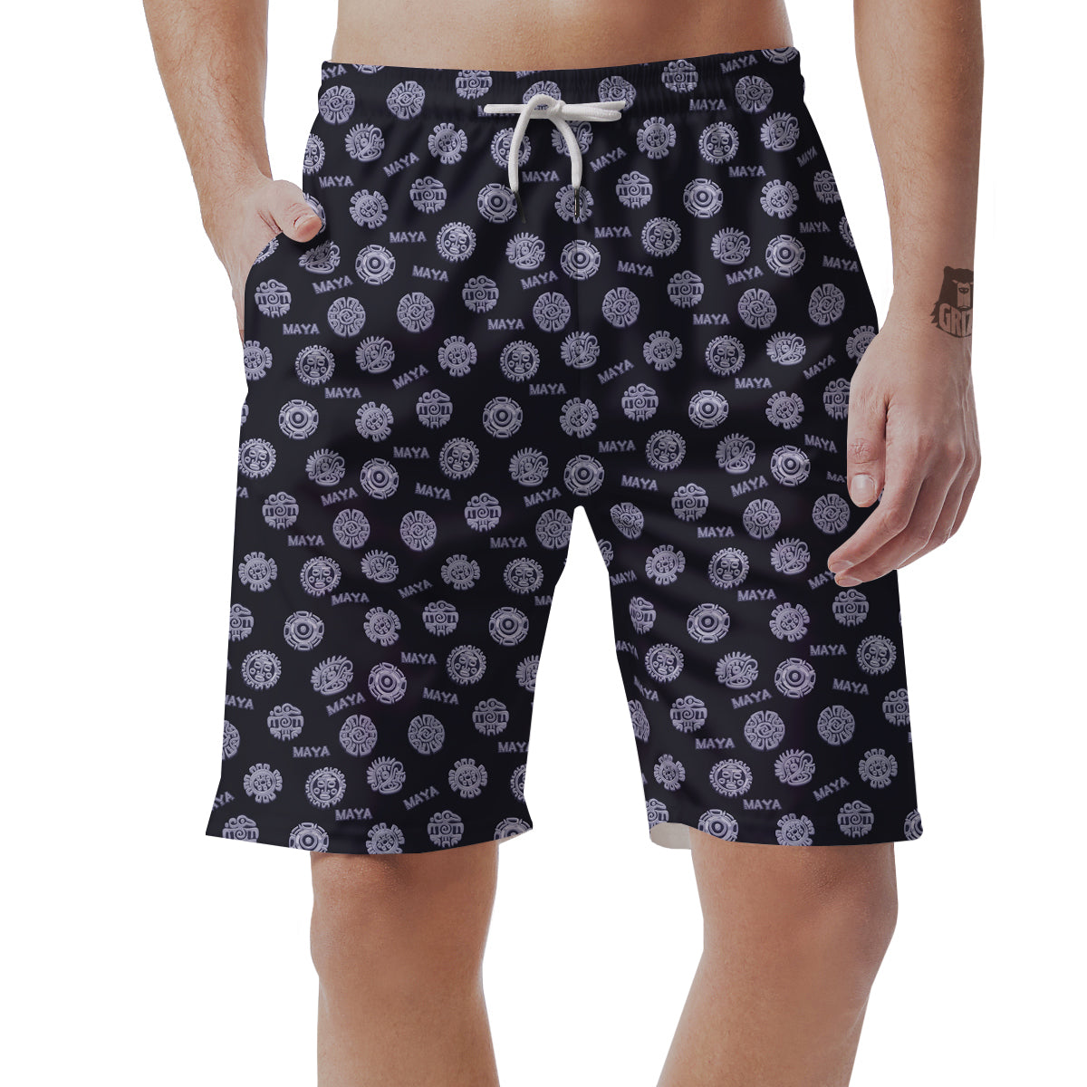 Calendar Aztec Maya Exotic Print Pattern Men's Shorts-grizzshop