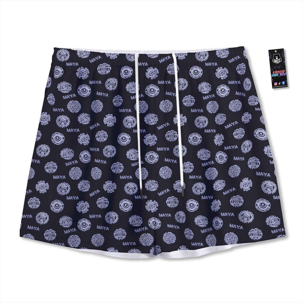 Ethnic Egyptian Print Pattern Mesh Shorts