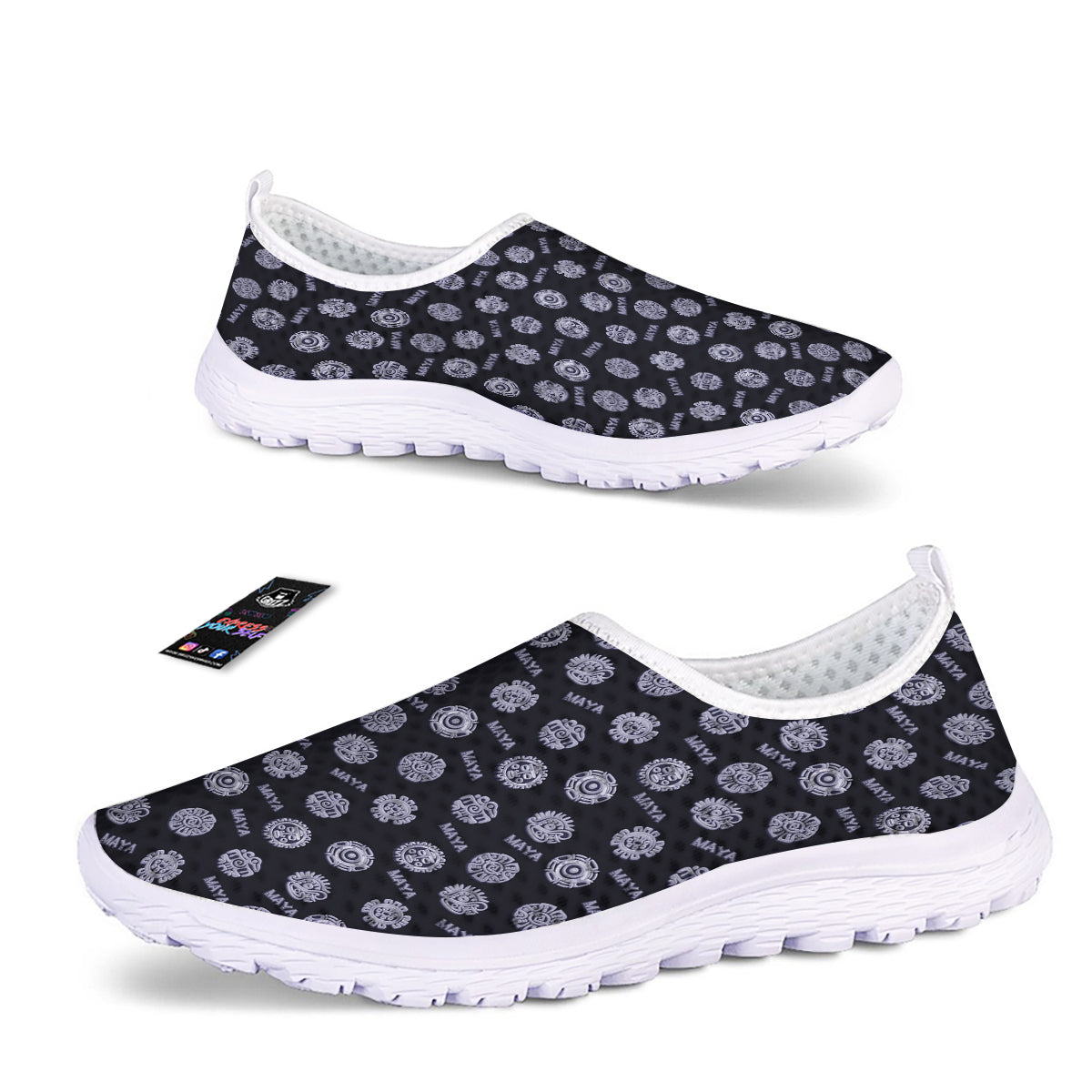 Calendar Aztec Maya Exotic Print Pattern Nurse Shoes-grizzshop