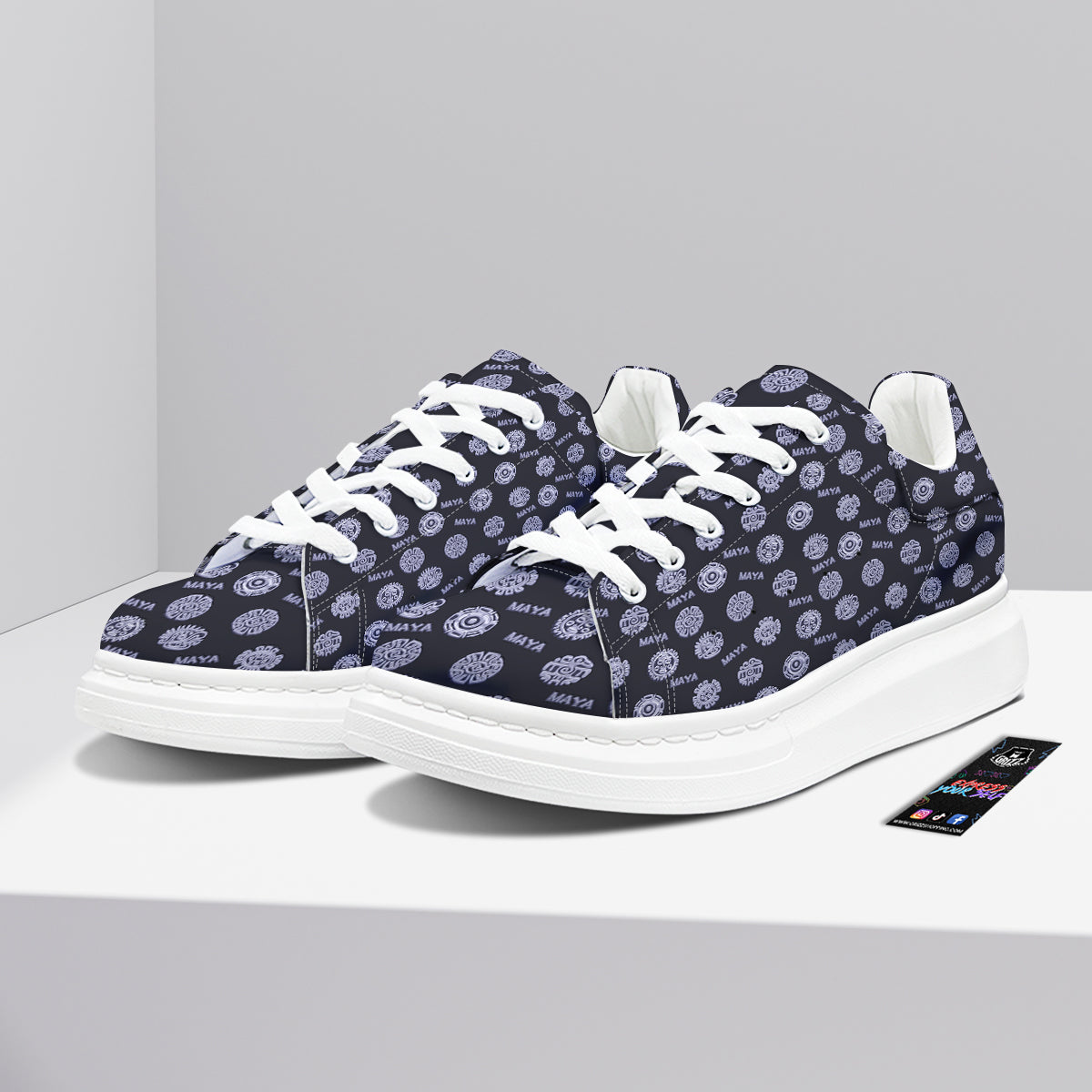 Calendar Aztec Maya Exotic Print Pattern Platform Shoes-grizzshop