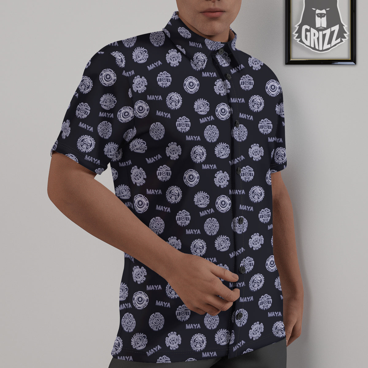 Calendar Aztec Maya Exotic Print Pattern Untucked Shirts-grizzshop
