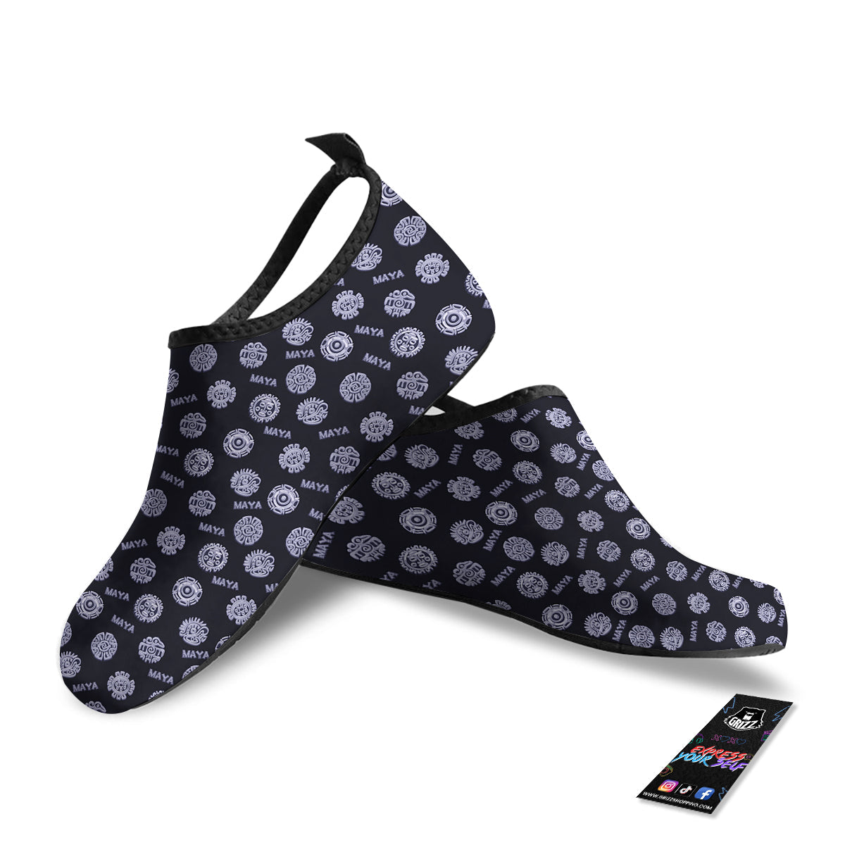 Calendar Aztec Maya Exotic Print Pattern Water Shoes-grizzshop
