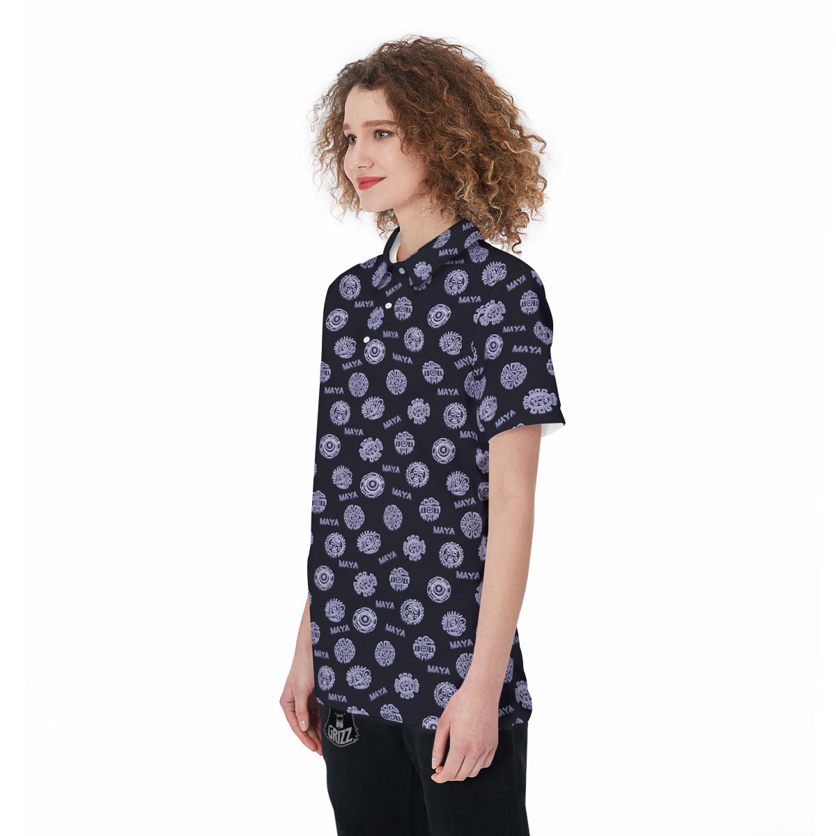 Calendar Aztec Maya Exotic Print Pattern Women's Golf Shirts-grizzshop