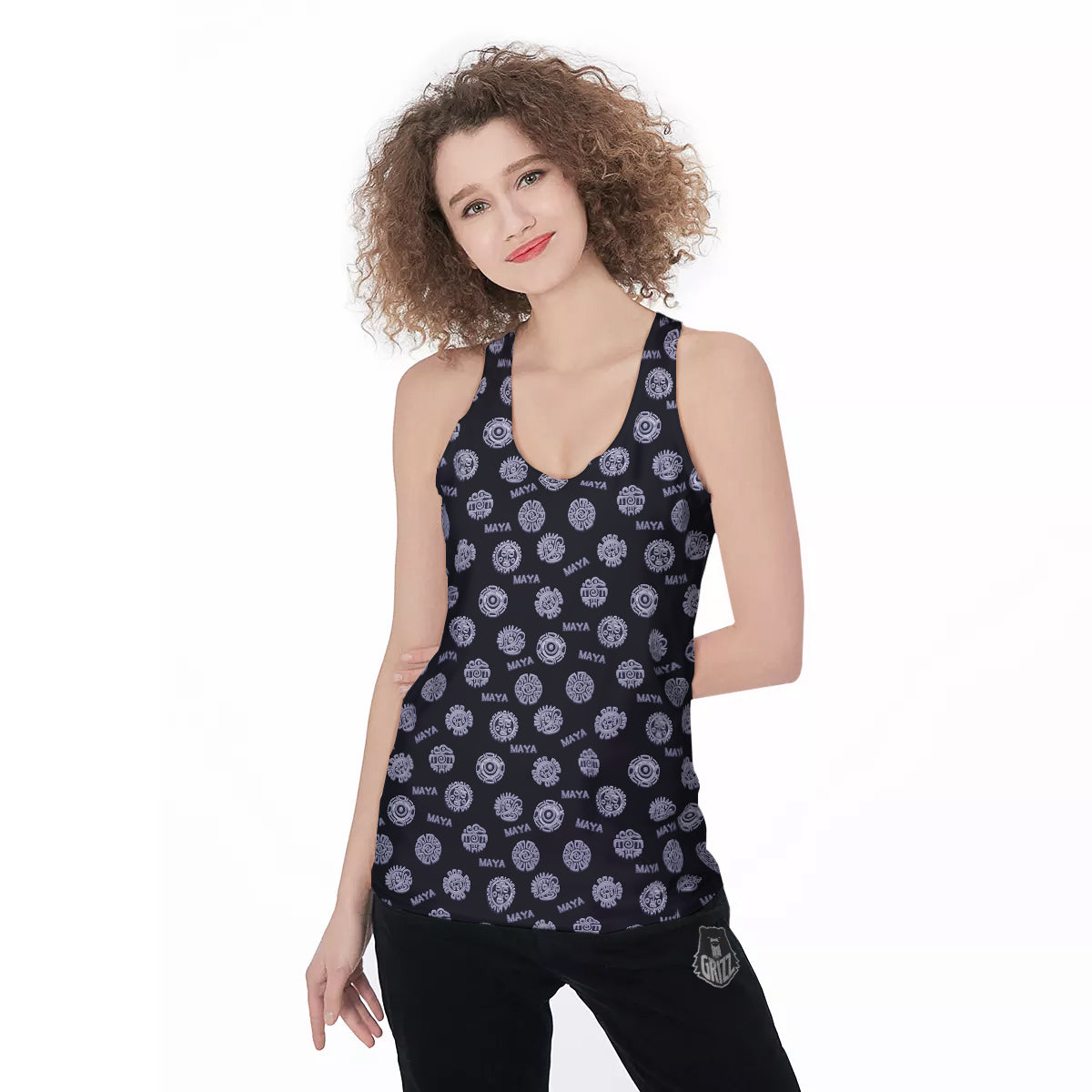Calendar Aztec Maya Exotic Print Pattern Women's Racerback Tank Top-grizzshop