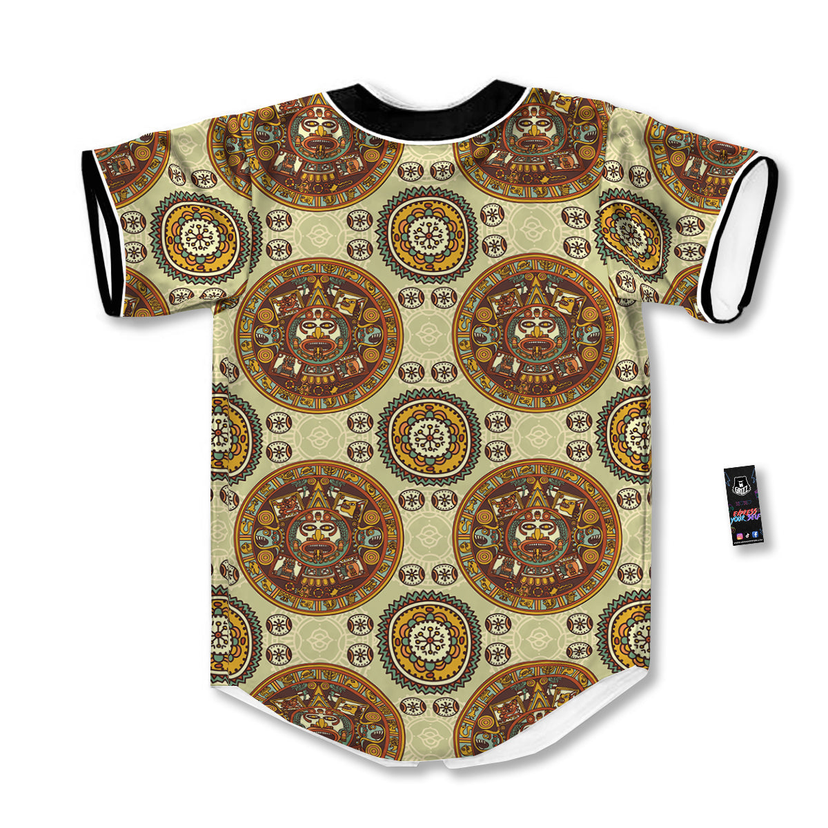 Calendar Aztec Vintage Print Pattern Baseball Jersey-grizzshop