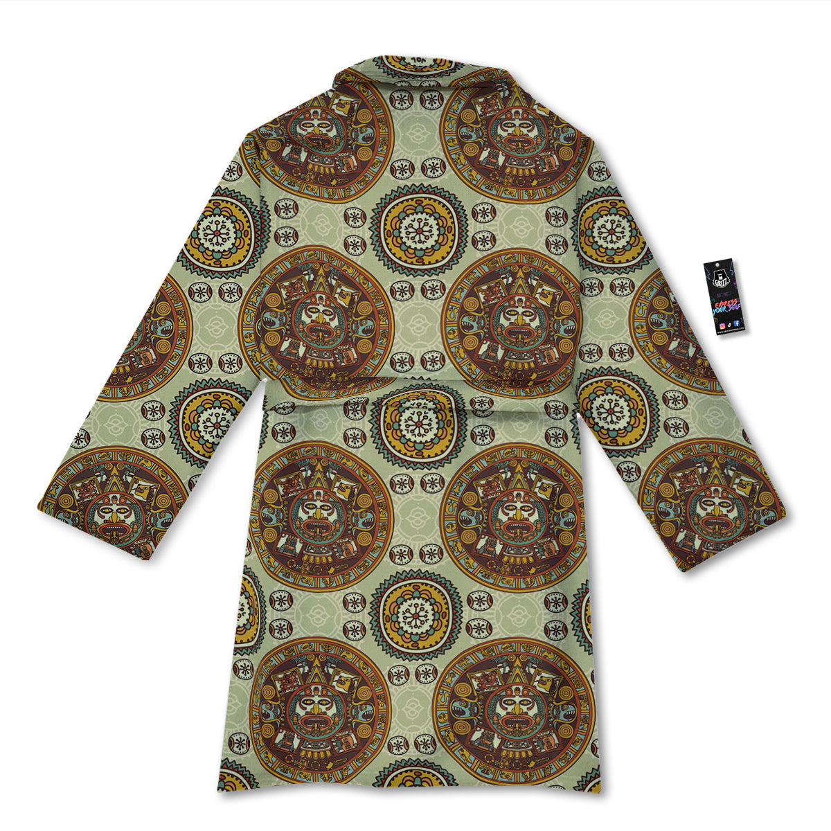 Calendar Aztec Vintage Print Pattern Bathrobe-grizzshop