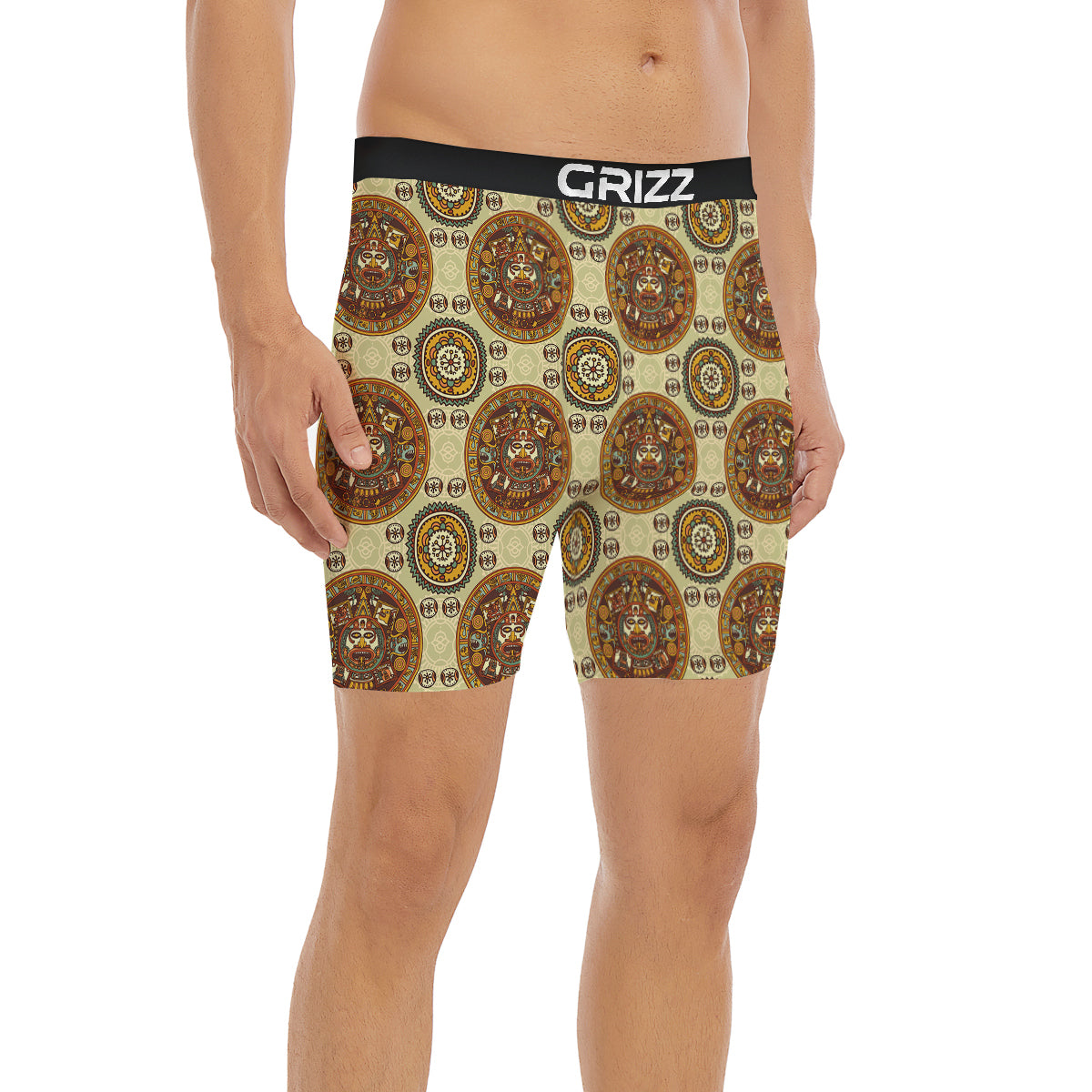 Calendar Aztec Vintage Print Pattern Boxer Briefs-grizzshop