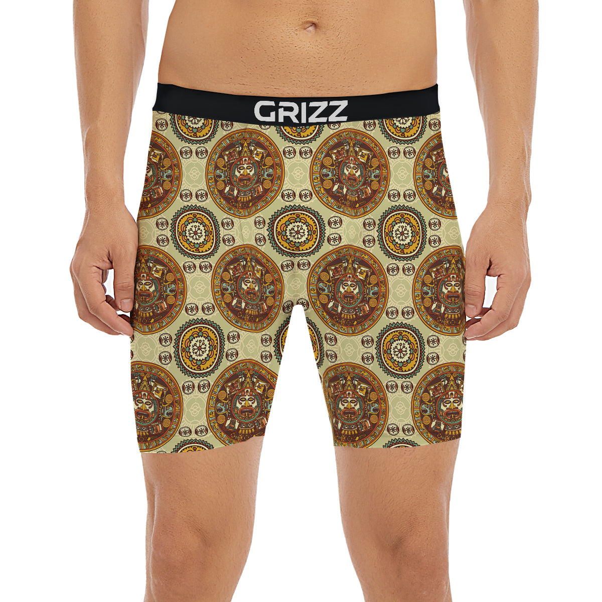 Calendar Aztec Vintage Print Pattern Boxer Briefs-grizzshop