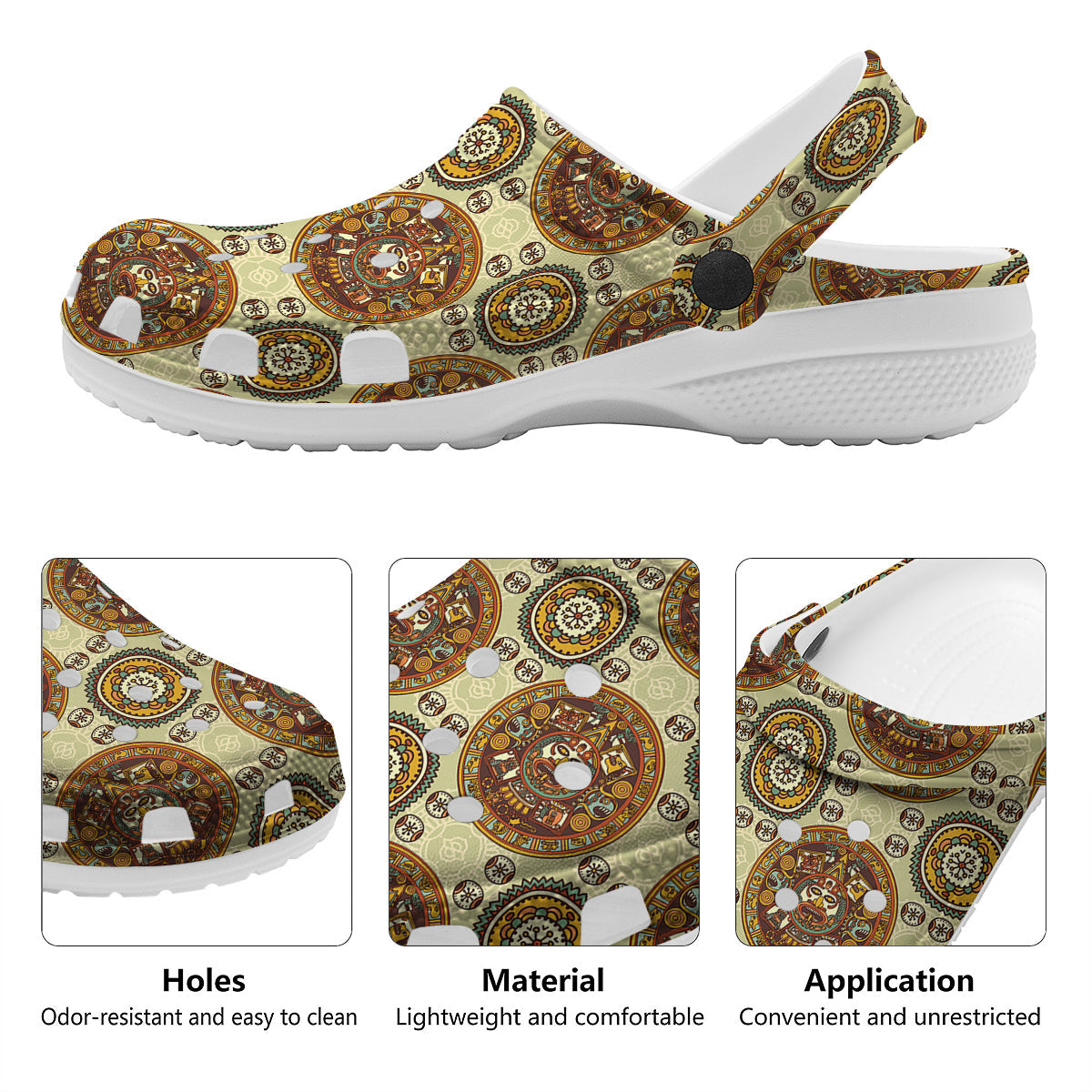 Calendar Aztec Vintage Print Pattern Clog-grizzshop