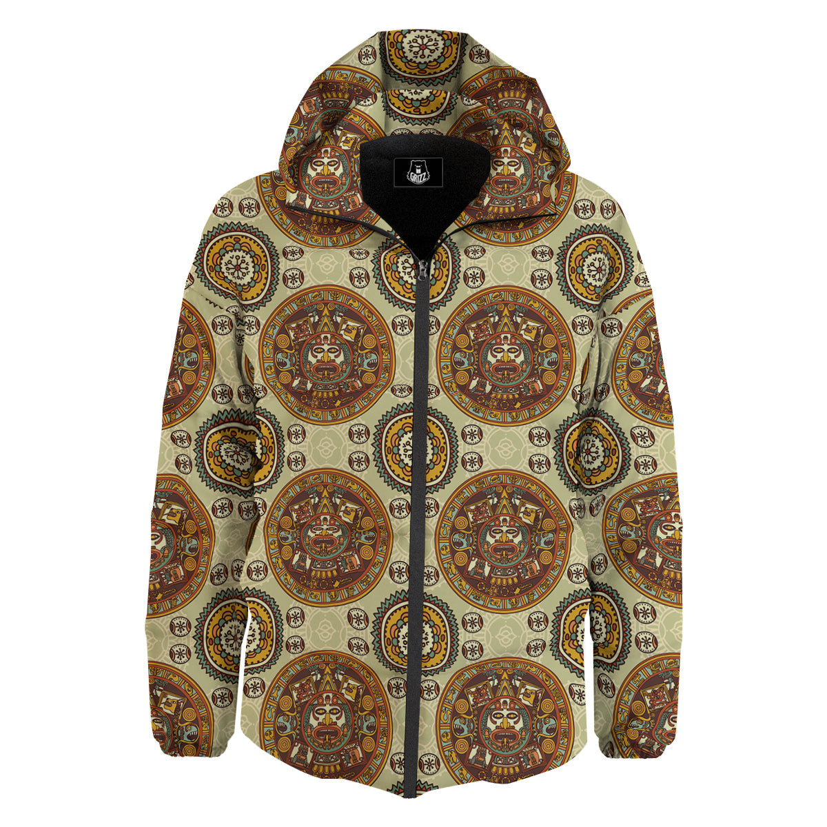 Calendar Aztec Vintage Print Pattern Down Jacket-grizzshop