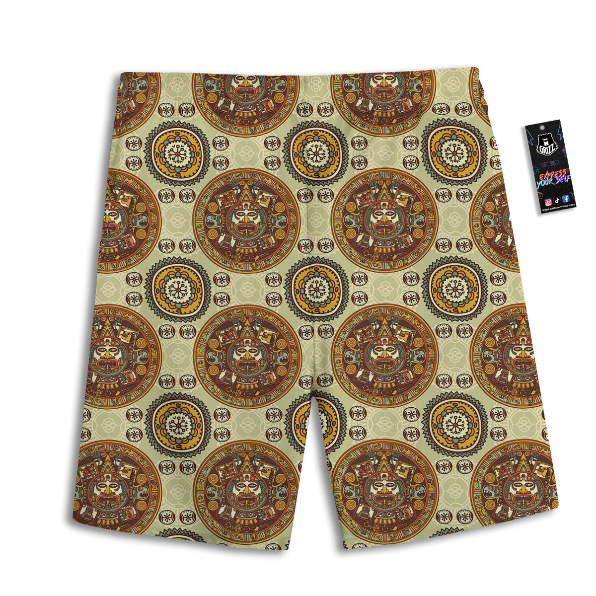 Calendar Aztec Vintage Print Pattern Men's Athletic Shorts