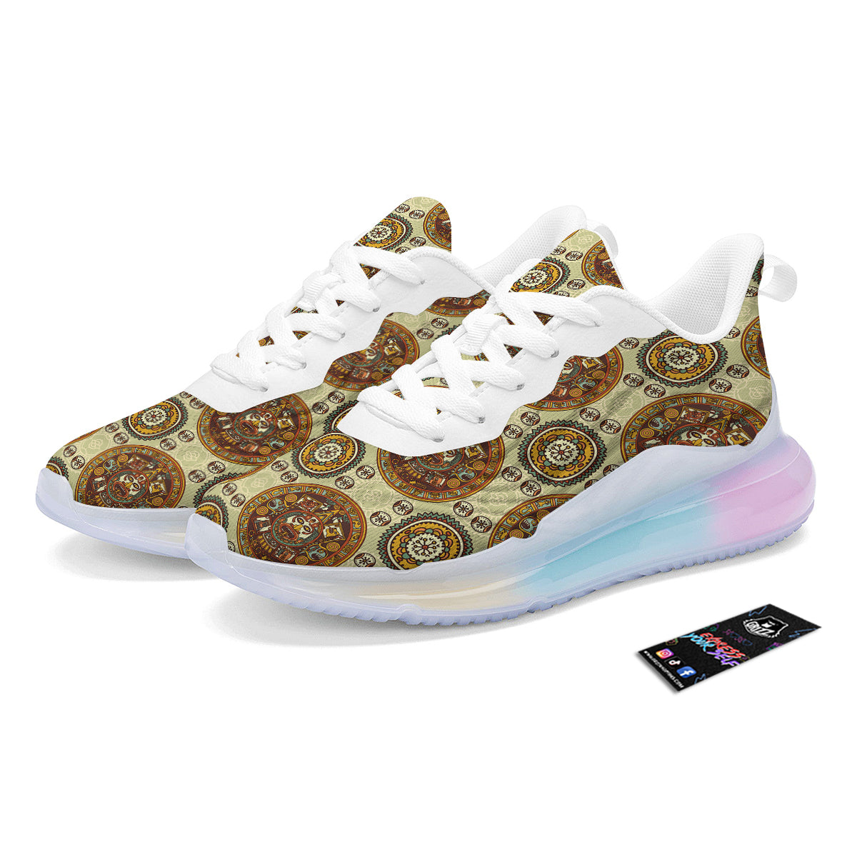Calendar Aztec Vintage Print Pattern Running Sneakers-grizzshop