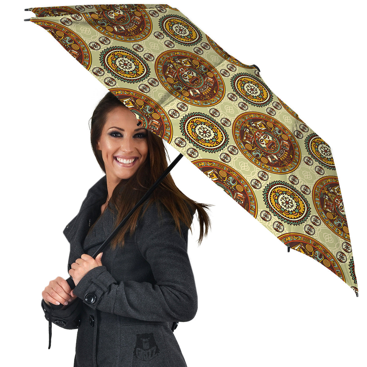 Calendar Aztec Vintage Print Pattern Umbrella-grizzshop