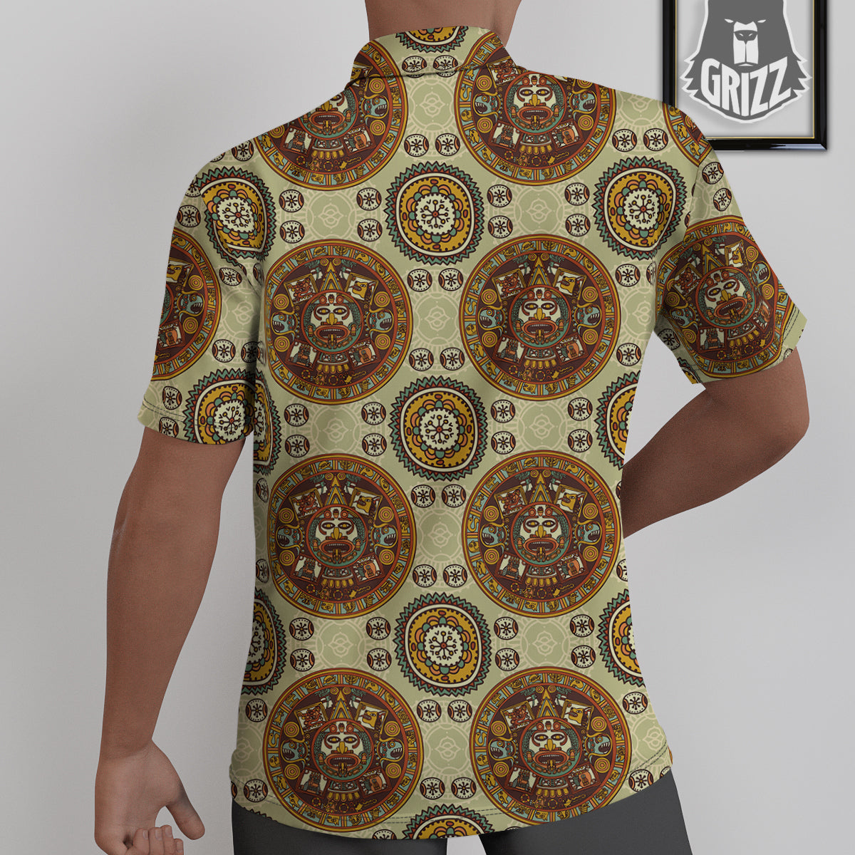 Calendar Aztec Vintage Print Pattern Untucked Shirts-grizzshop