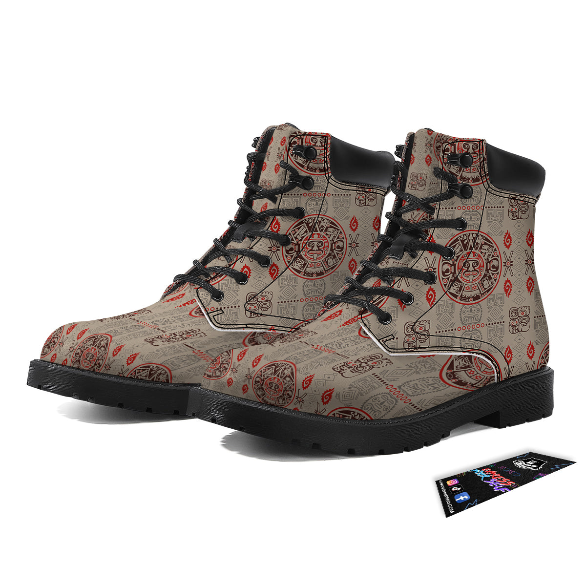 Calendar Aztec Vintagecolor Print Pattern Boots-grizzshop