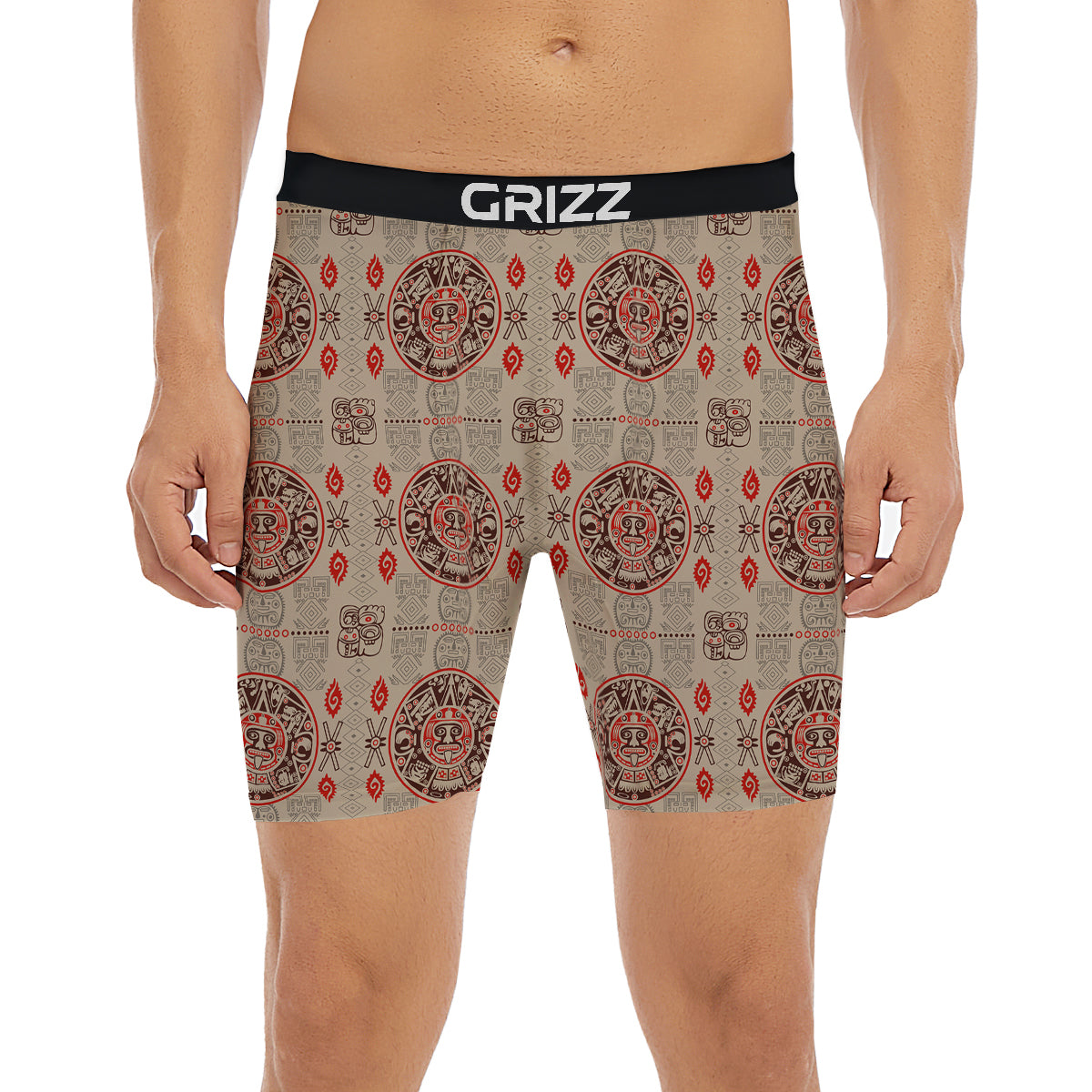 Calendar Aztec Vintagecolor Print Pattern Boxer Briefs-grizzshop