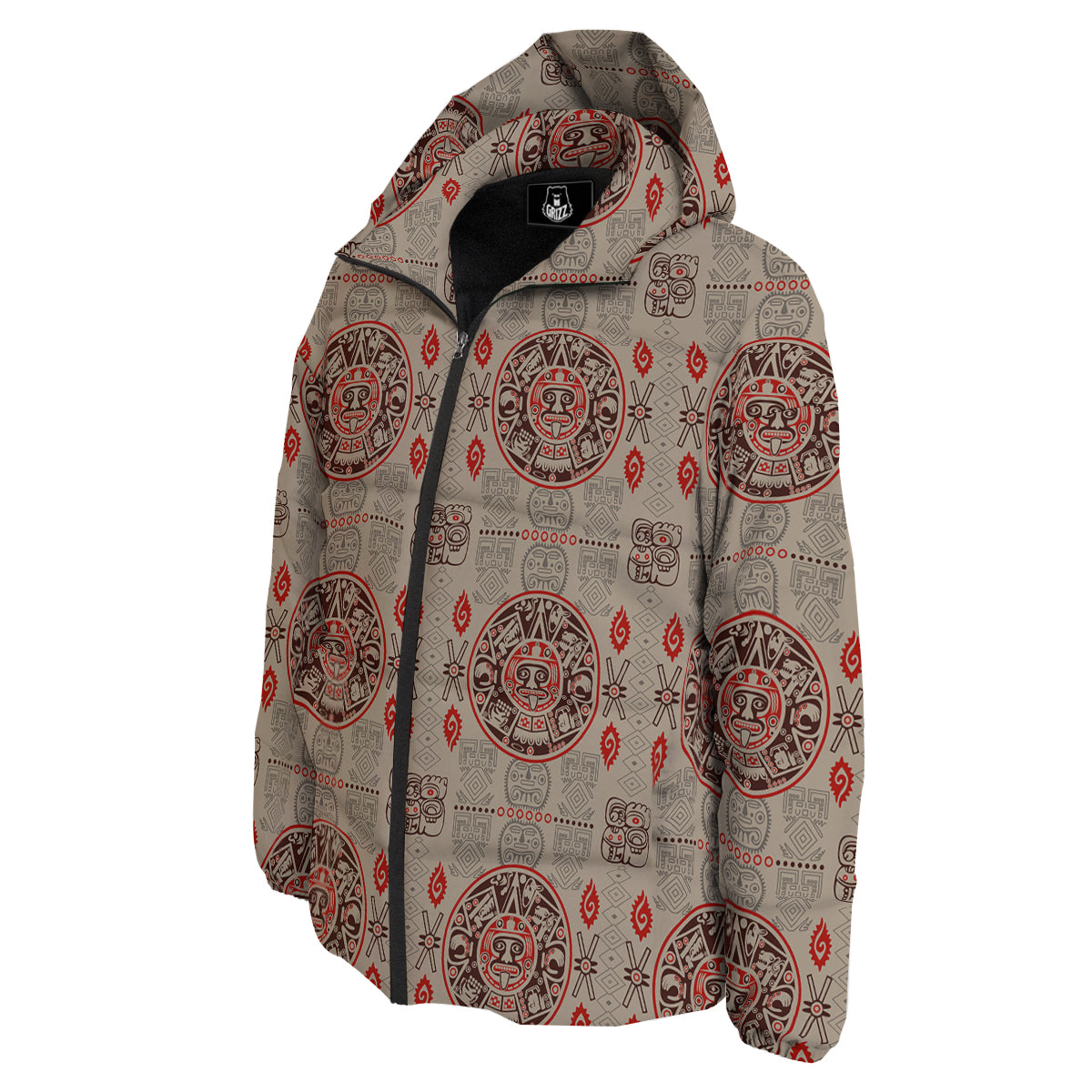 Calendar Aztec Vintagecolor Print Pattern Down Jacket-grizzshop