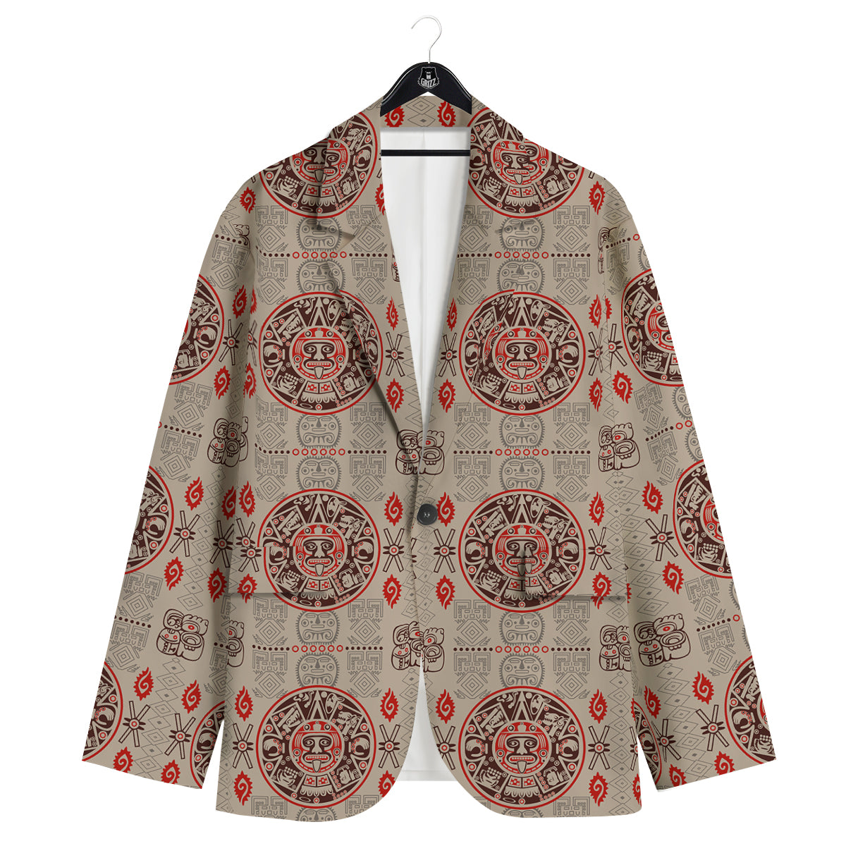 Calendar Aztec Vintagecolor Print Pattern Men's Sport Coat-grizzshop