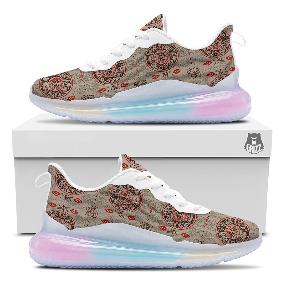 Calendar Aztec Vintagecolor Print Pattern Running Sneakers-grizzshop