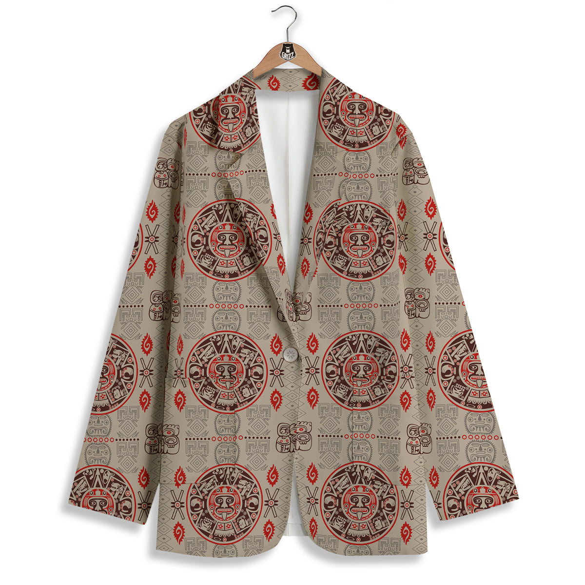 Calendar Aztec Vintagecolor Print Pattern Women's Blazer-grizzshop