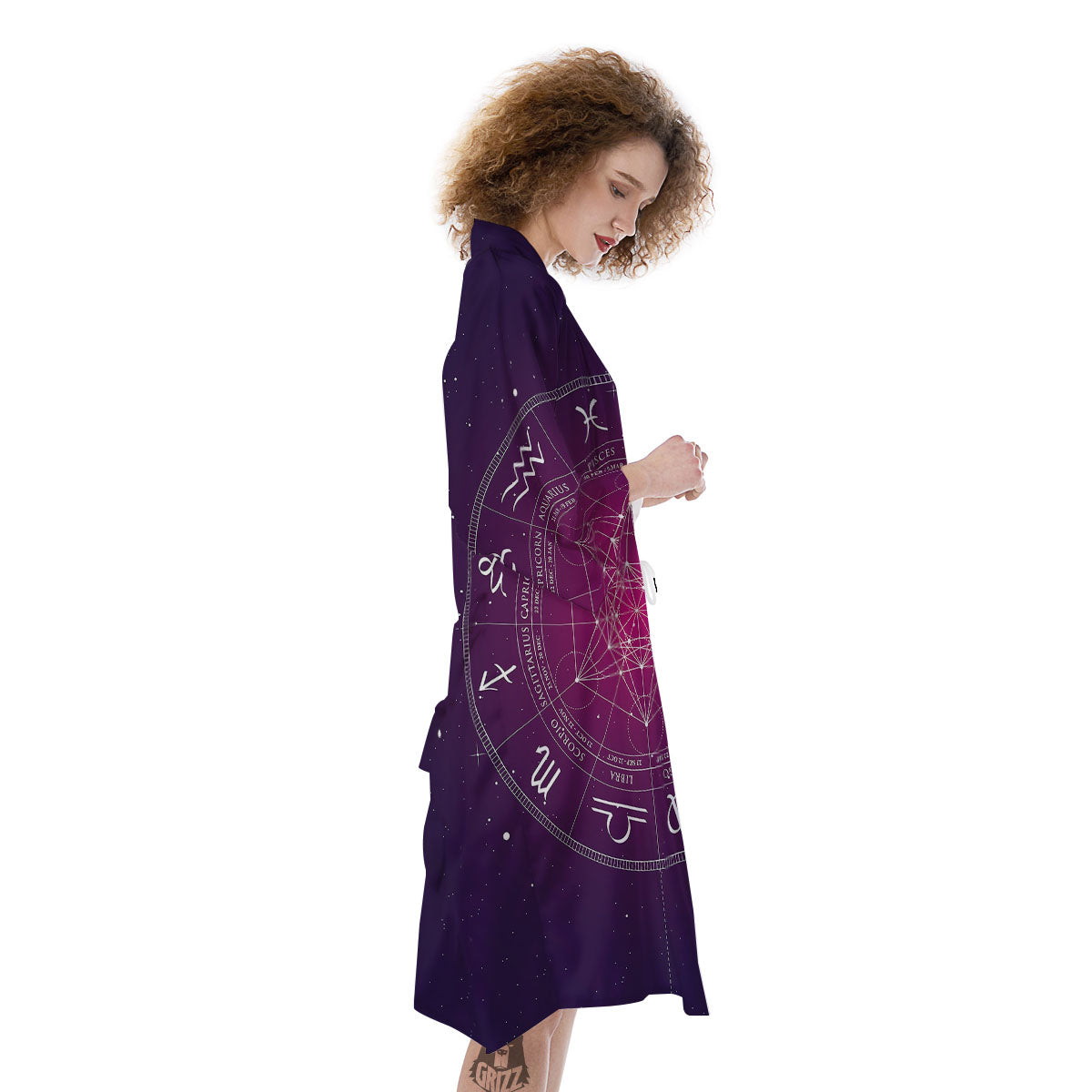 Calendar Geometric Zodiac Print Kimono-grizzshop