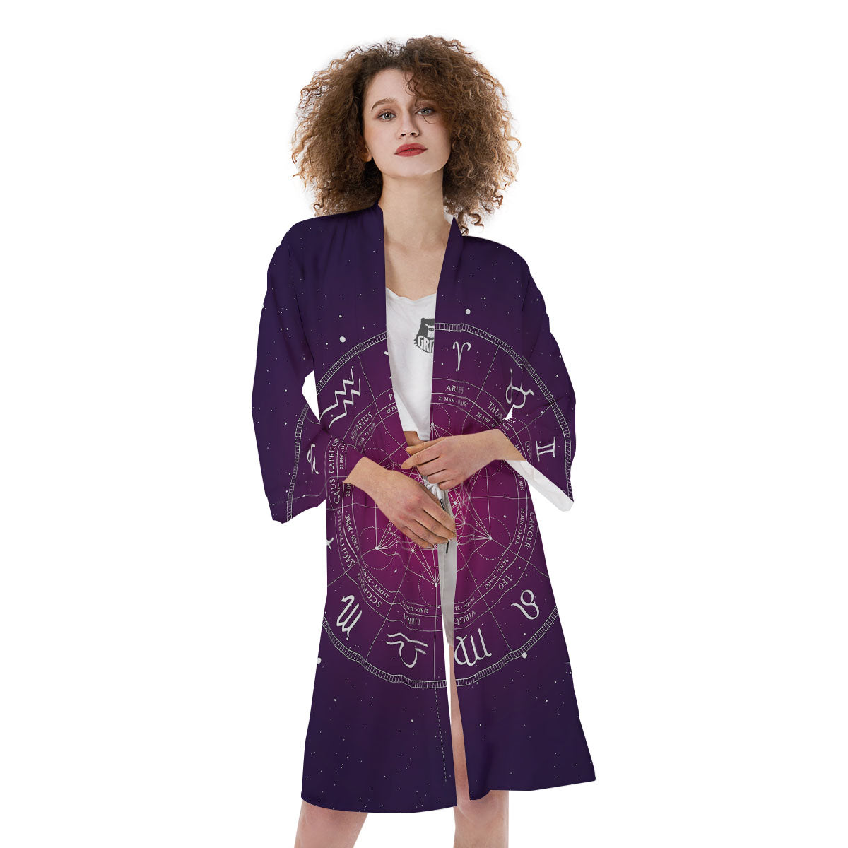 Calendar Geometric Zodiac Print Kimono-grizzshop