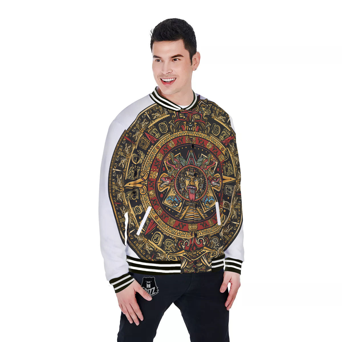 Calendar Mayan Print Baseball Jacket-grizzshop