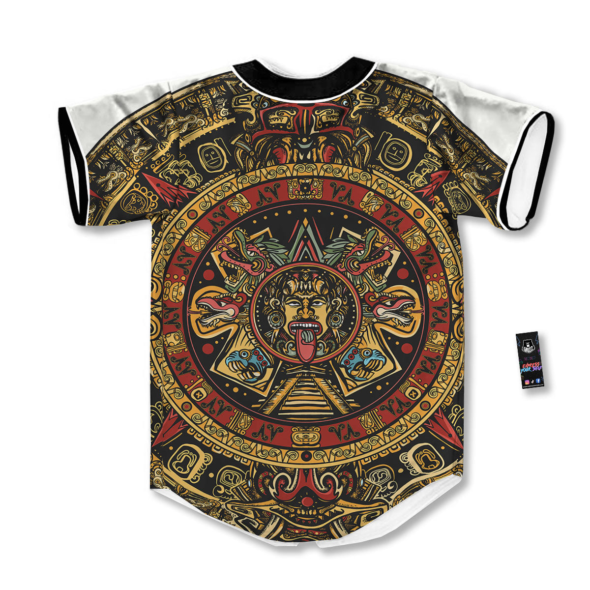 Calendar Mayan Print Baseball Jersey-grizzshop
