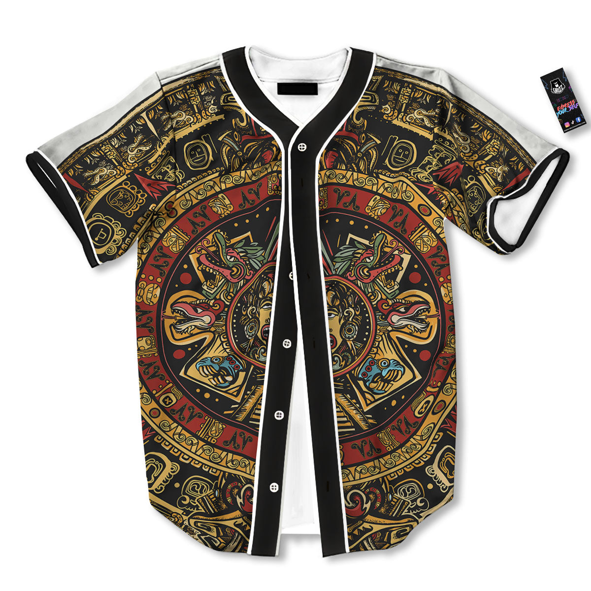 Calendar Mayan Print Baseball Jersey-grizzshop