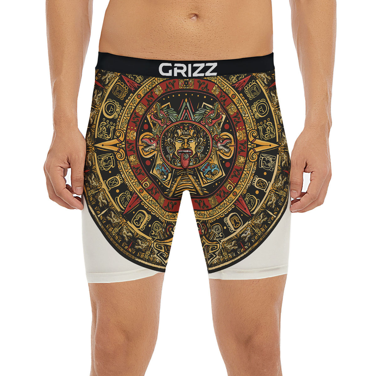 Calendar Mayan Print Boxer Briefs-grizzshop