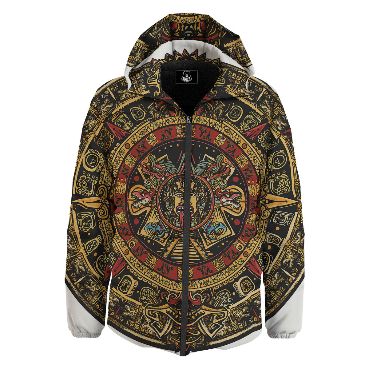 Calendar Mayan Print Down Jacket-grizzshop