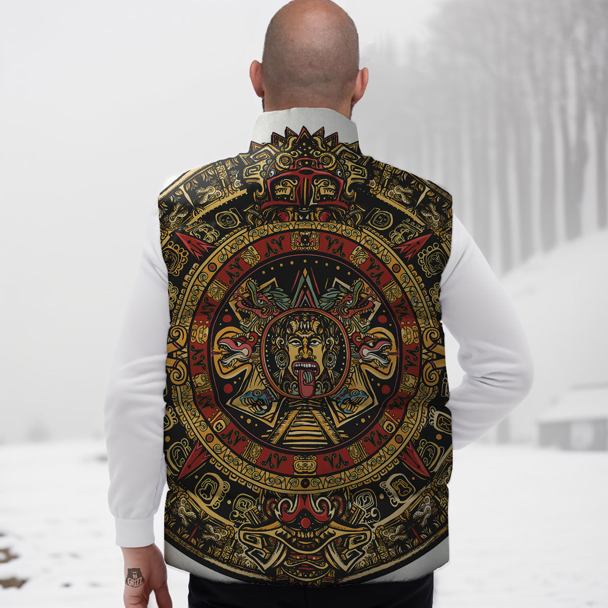 Calendar Mayan Print Down Vest