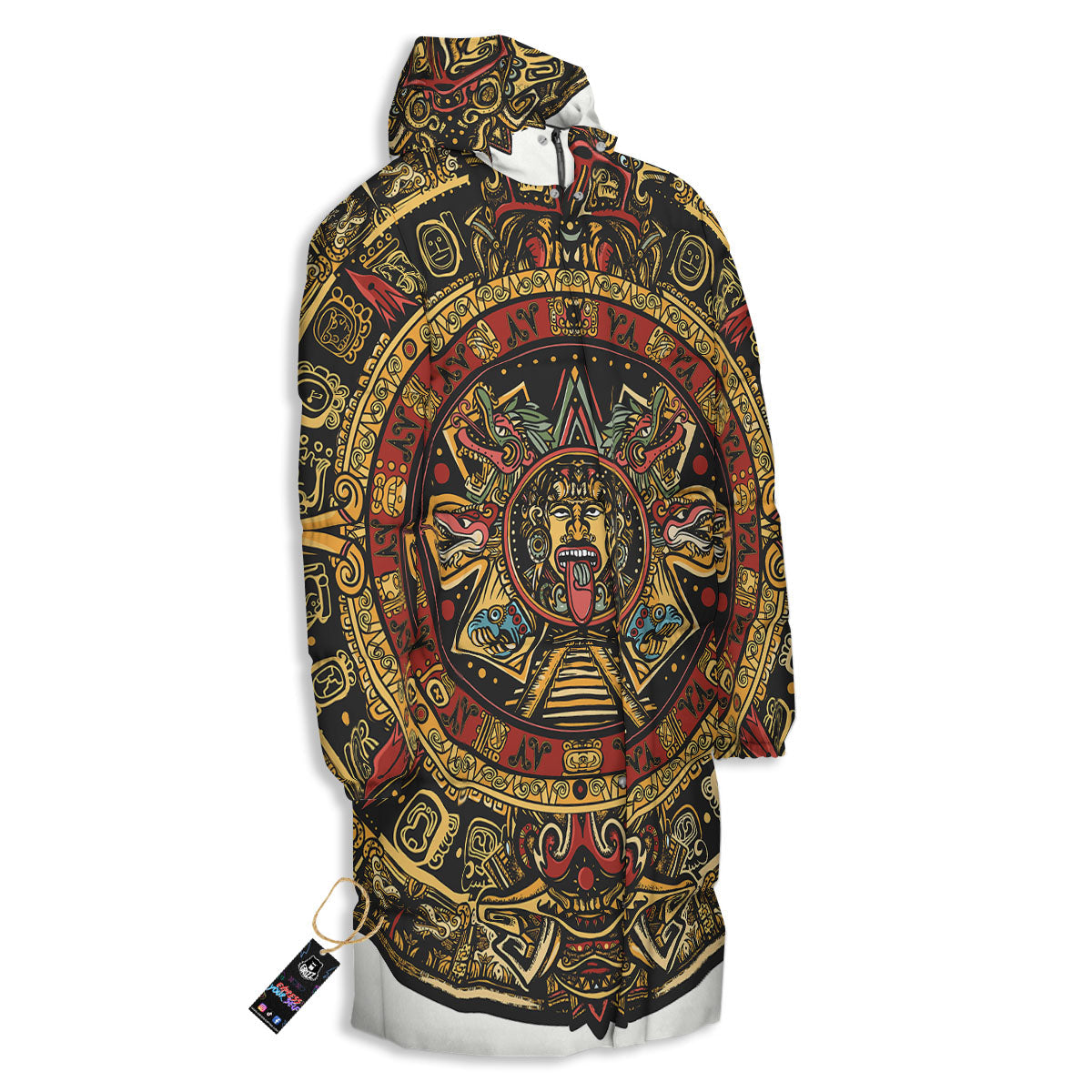Calendar Mayan Print Long Down Jacket-grizzshop