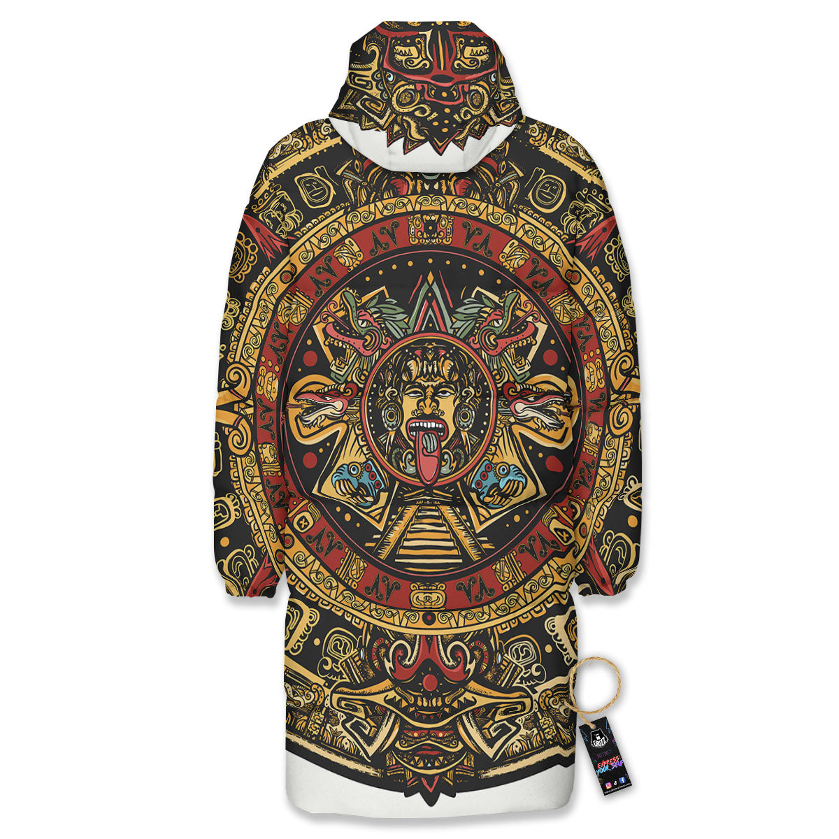Calendar Mayan Print Long Down Jacket-grizzshop