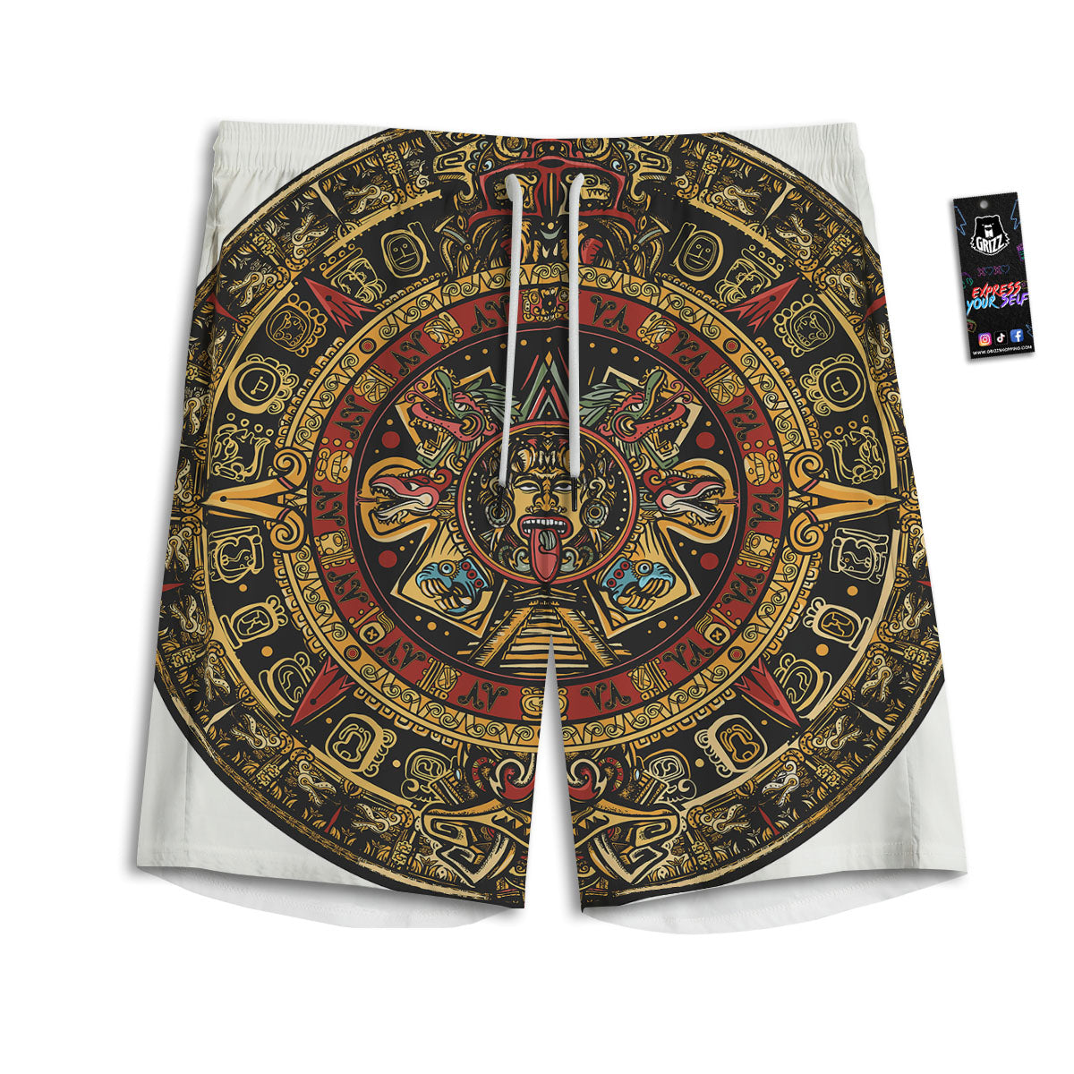 Calendar Mayan Print Men's Athletic Shorts