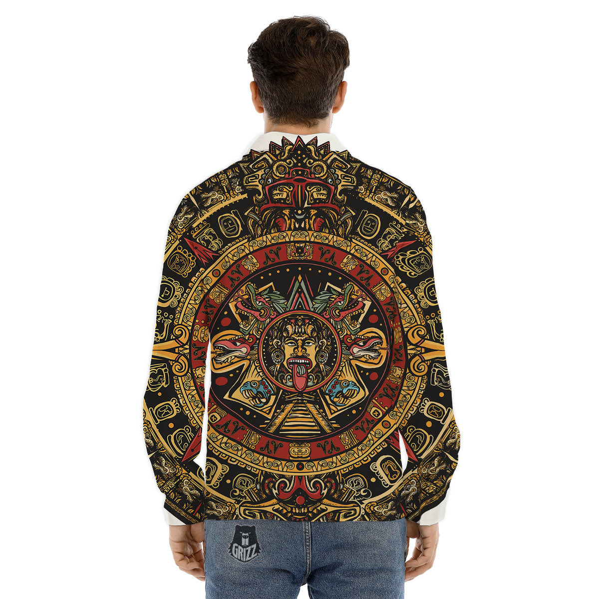 Calendar Mayan Print Men's Dress Shirts-grizzshop