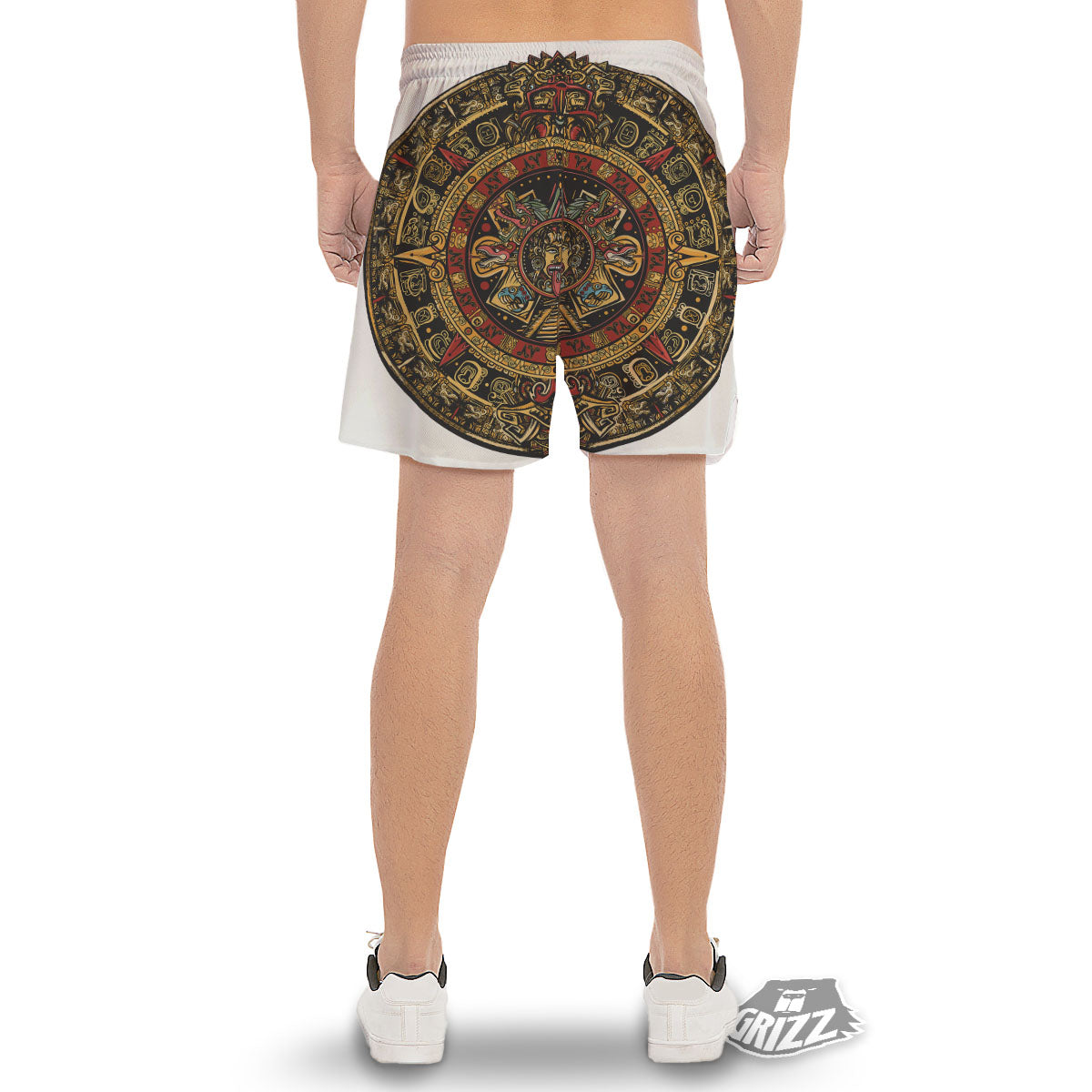 Calendar Mayan Print Men's Gym Shorts-grizzshop