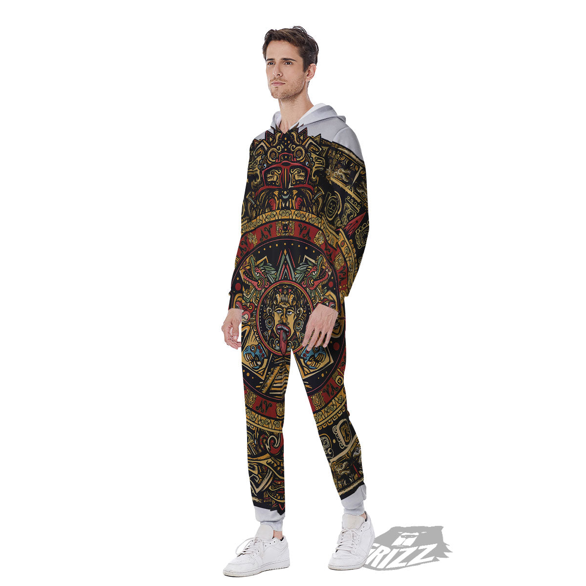Calendar Mayan Print Men's Jumpsuit-grizzshop