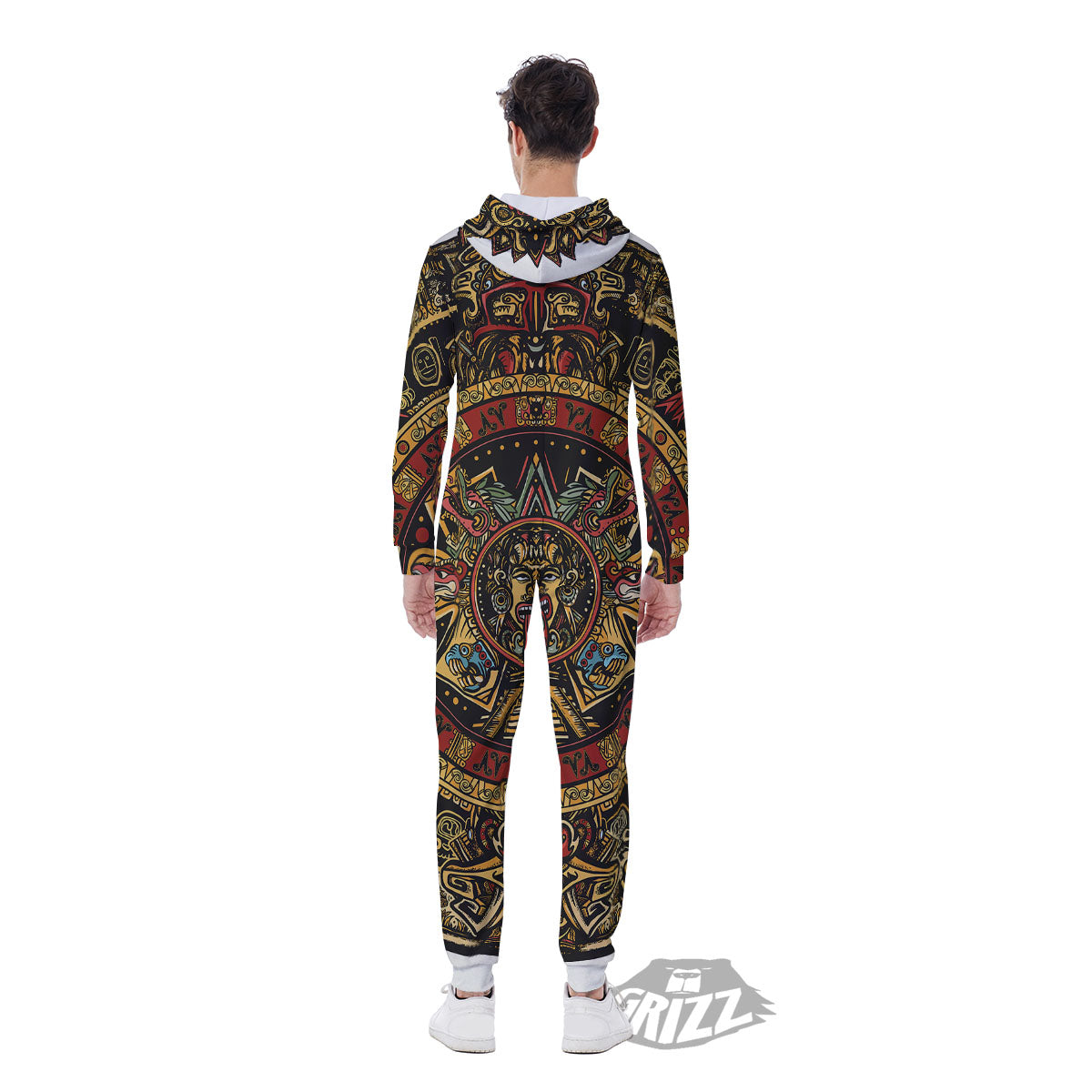 Calendar Mayan Print Men's Jumpsuit-grizzshop