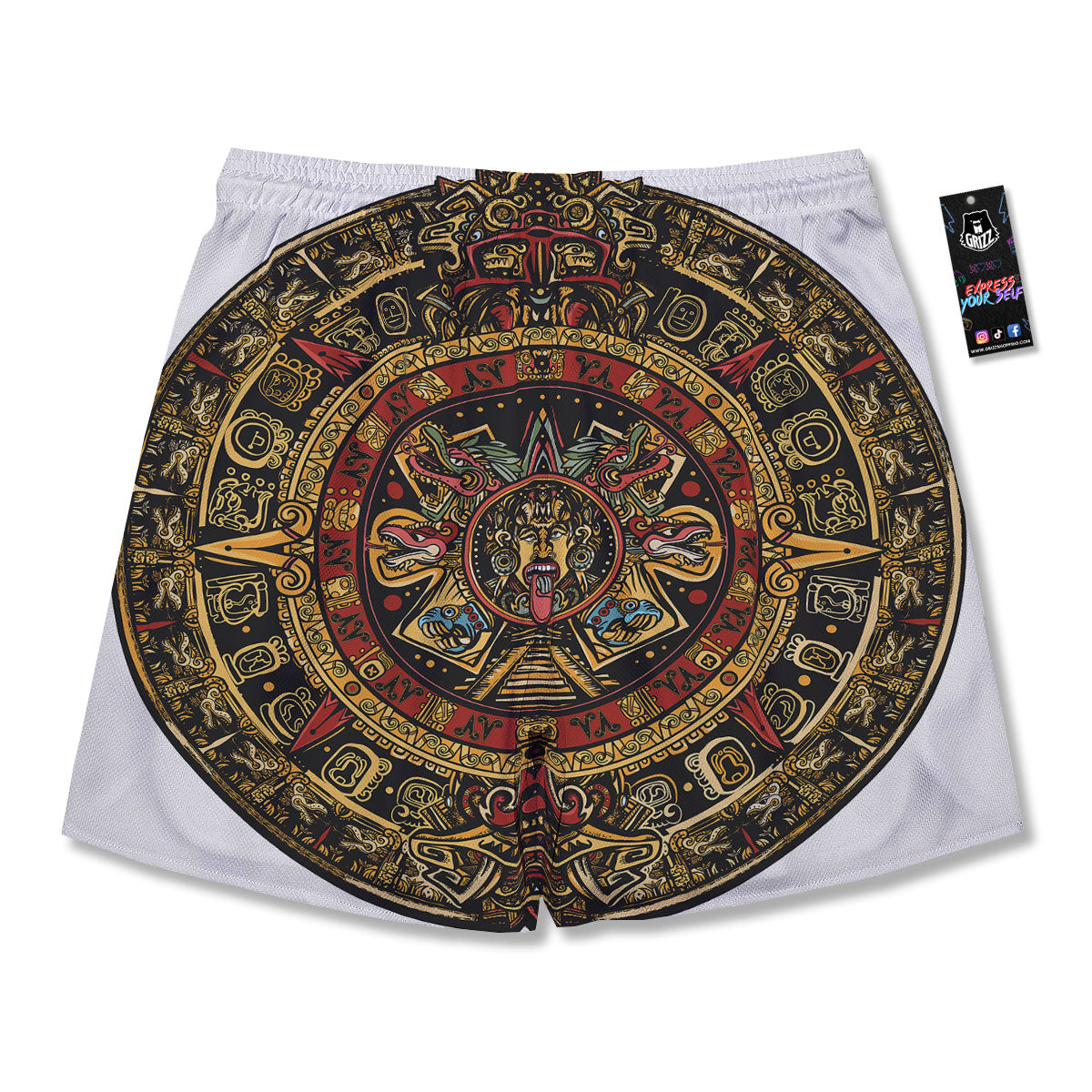 Calendar Mayan Print Men's Running Shorts-grizzshop