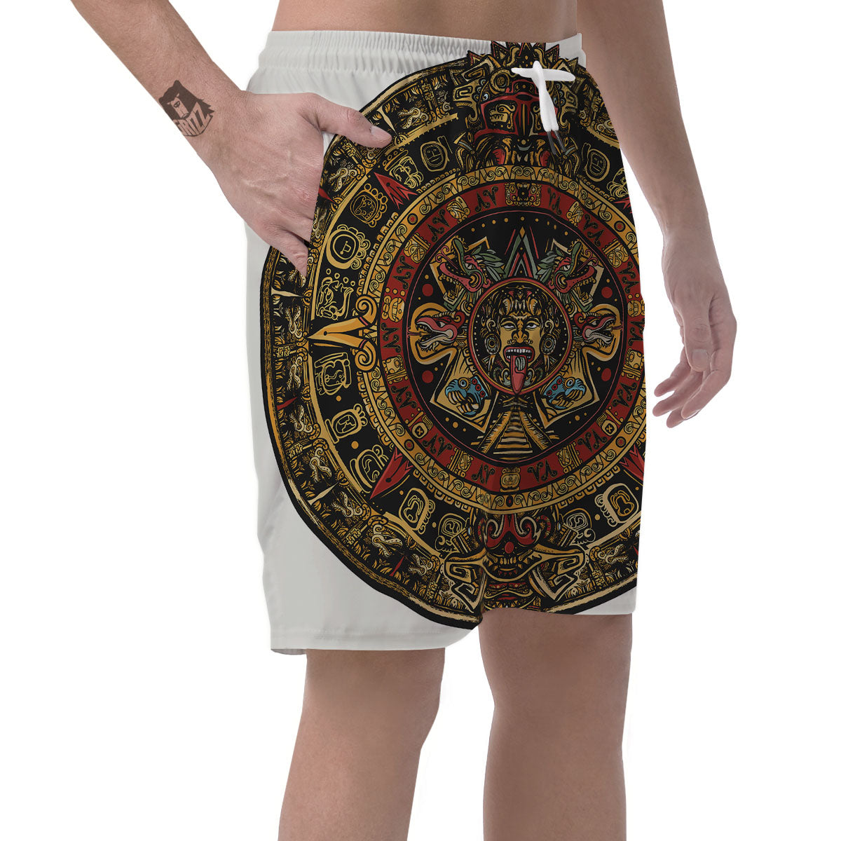 Calendar Mayan Print Men's Shorts-grizzshop