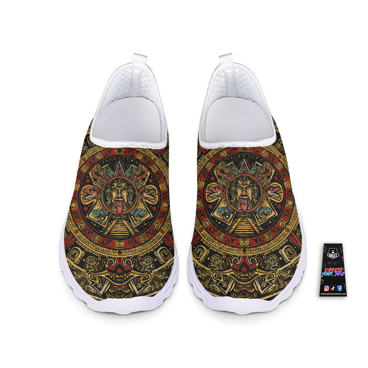 Calendar Mayan Print Nurse Shoes-grizzshop