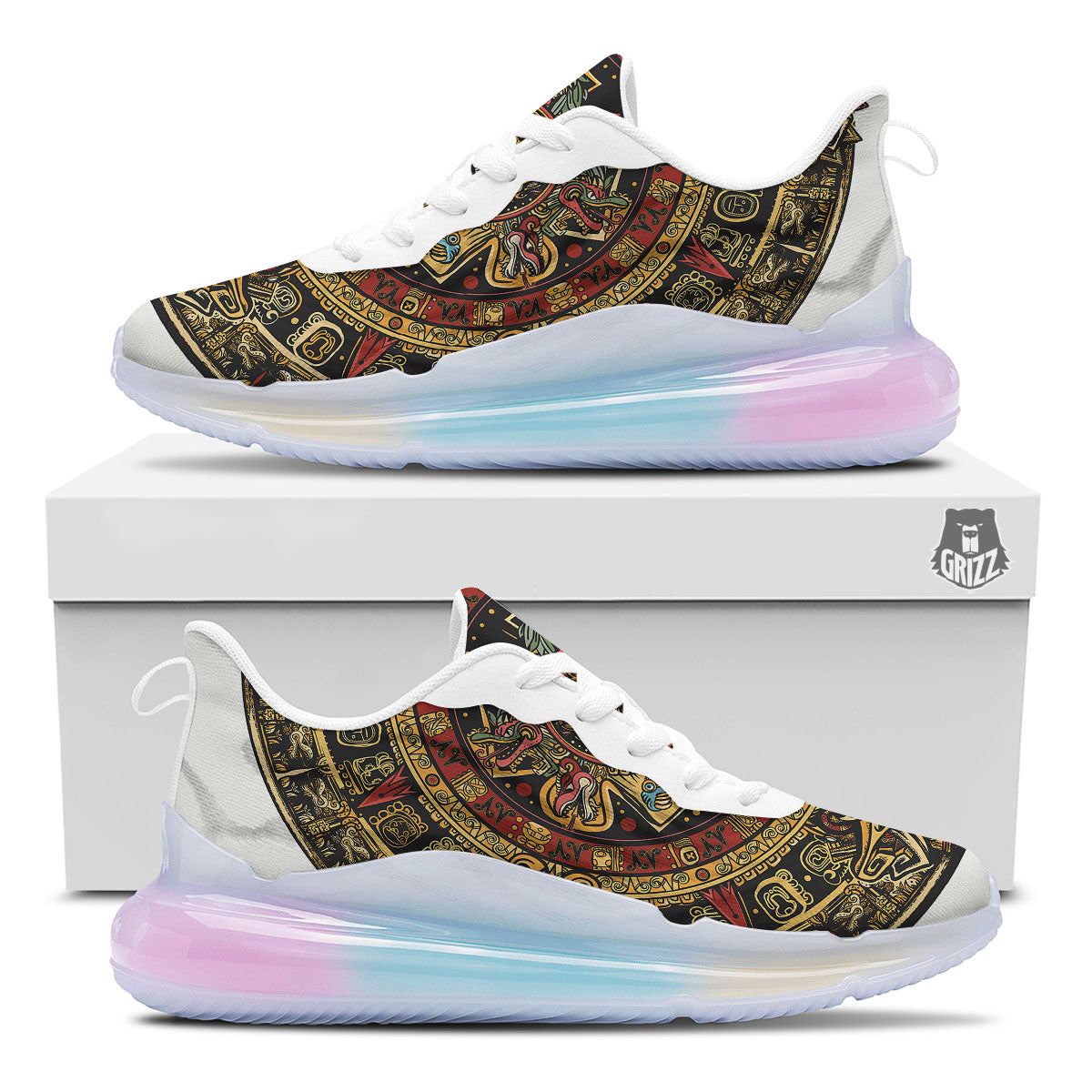 Calendar Mayan Print Running Sneakers-grizzshop