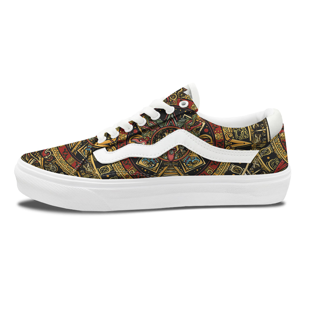 Calendar Mayan Print Skate Shoes-grizzshop
