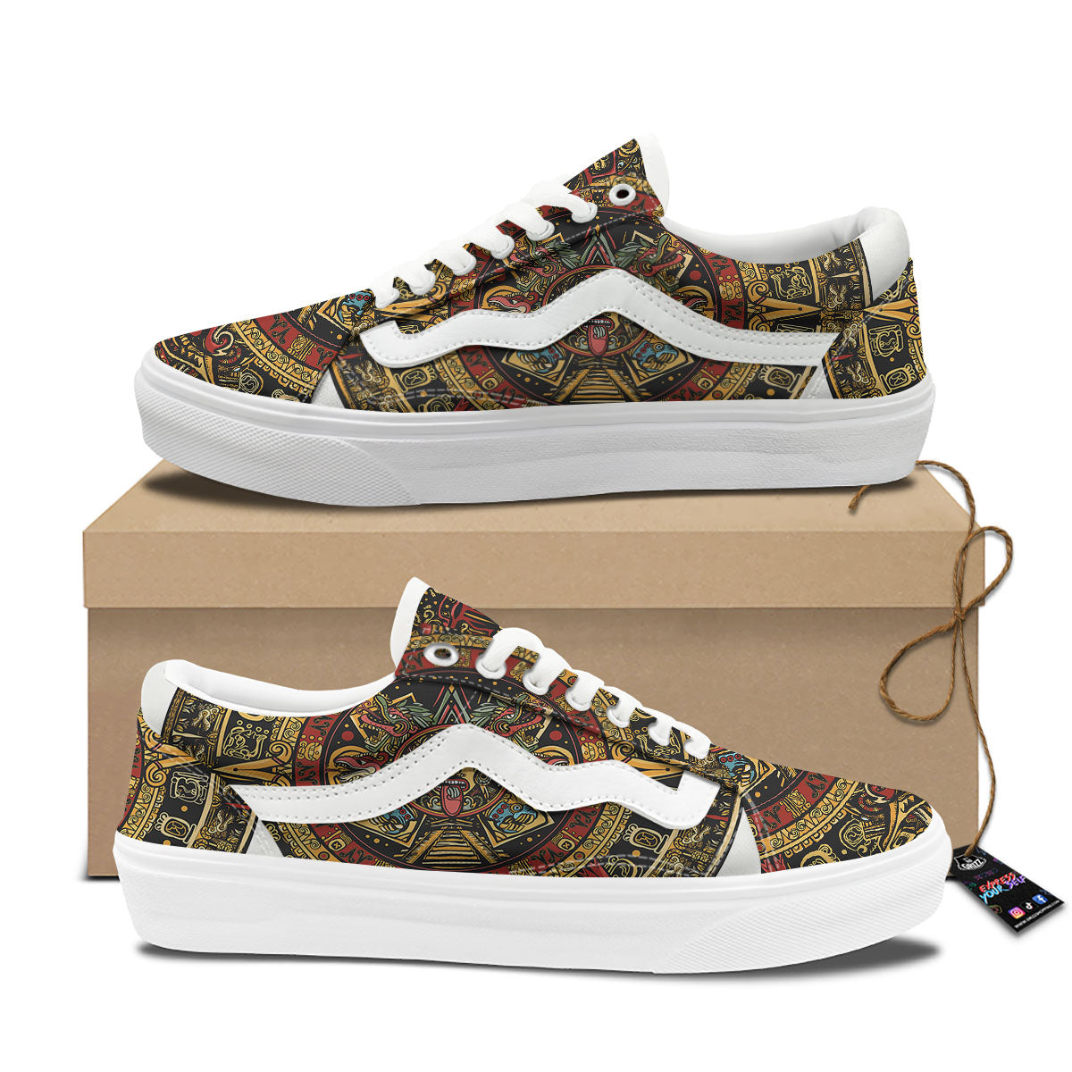 Calendar Mayan Print Skate Shoes-grizzshop
