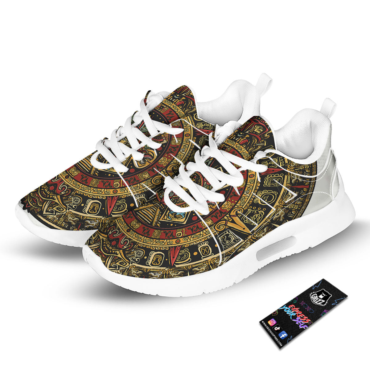 Calendar Mayan Print Tennis Shoes-grizzshop