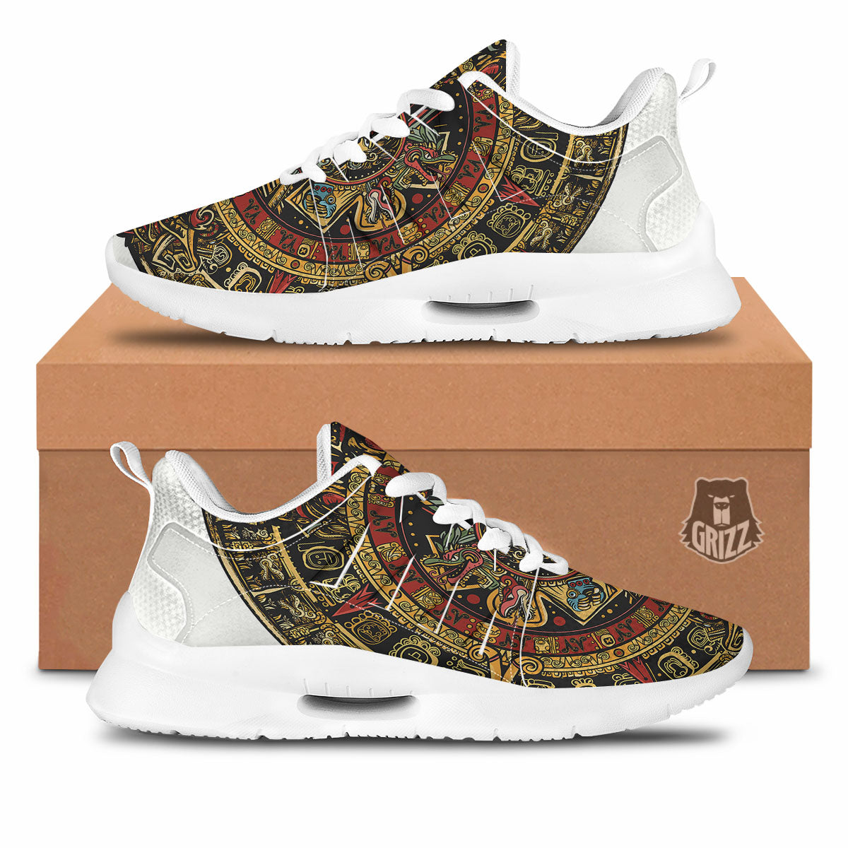 Calendar Mayan Print Tennis Shoes-grizzshop