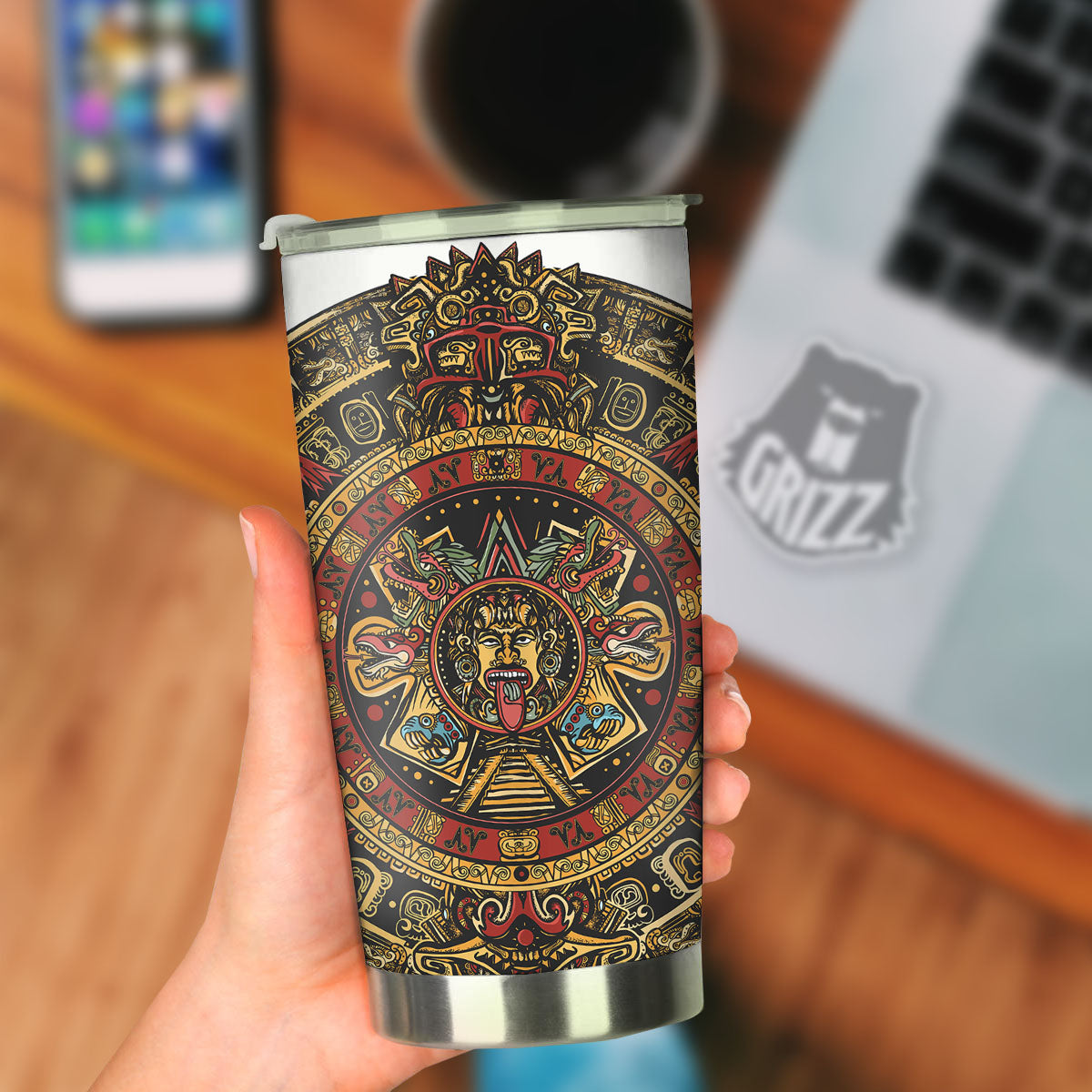 Calendar Mayan Print Tumbler-grizzshop